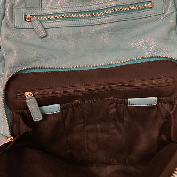 RARE Levenger Leather Turquoise Backpack!! - Picture 6 of 10
